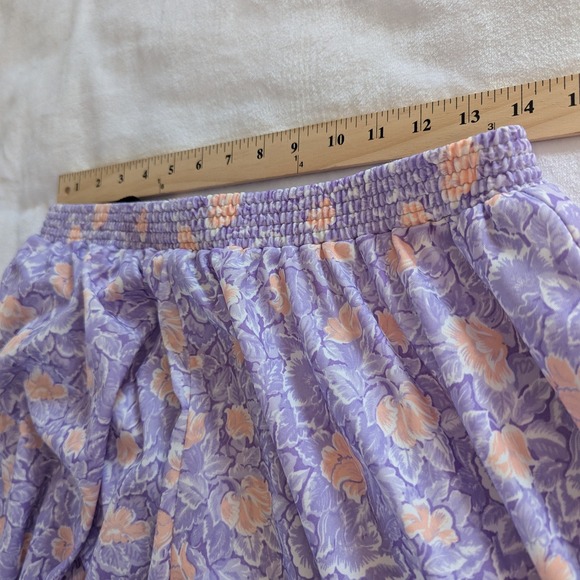 VTG Regal Row Tea Length Pull On Skirt Lavender Floral Elastic Waist Womens 20W - Picture 4 of 6